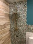 Hominter Pebble Porcelain Mosaic Glossy Mixed Aqua, Cream & Coffee Glazed Ceramic Tile for Bathroom, Shower Floor, Accent Wall, Spa Decor (5 Square Feet)