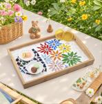 Youway Style Leaf Mosaic Tiles for Crafts Bulk,Blue Petal Mosaic Glass Pieces,200g Flower Glass Tiles for DIY Garden Mosaic Making Supplies