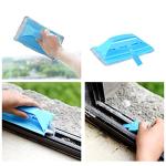 LuckyOpt Multifunctional Glass& Window Track Cleaning Tools, Soft Frosted Glass Window Washer Cloth Brush with Study PVA Handle and Scraper, Window Cleaner Tool for Windows, Doors, Tiles (Cute Pink)