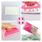 LuckyOpt Multifunctional Glass& Window Track Cleaning Tools, Soft Frosted Glass Window Washer Cloth Brush with Study PVA Handle and Scraper, Window Cleaner Tool for Windows, Doors, Tiles (Cute Pink)