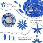 Youway Style Leaf Mosaic Tiles for Crafts Bulk,Blue Petal Mosaic Glass Pieces,200g Flower Glass Tiles for DIY Garden Mosaic Making Supplies
