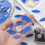 Youway Style Leaf Mosaic Tiles for Crafts Bulk,Blue Petal Mosaic Glass Pieces,200g Flower Glass Tiles for DIY Garden Mosaic Making Supplies
