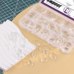 Swpeet 110Pcs 5 Sizes Oval Transparent Glass Dome Cabochons Tiles Assortment Kit, Clear Glass Cabochons Tiles for Photo Pendant Necklace Jewelry Making Craft