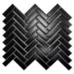 Tenedos Black Porcelain Herringbone Matte Finish Mosaic 1x3 inch Wall Tile Backsplash for Bathroom Shower, Kitchen, Fireplace, on 12x12 Mesh for Easy Installation (Box of 10 Sheets)