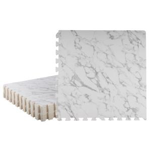 EVA Foam Floor Tiles 12-Pack - 48SQFT Puzzle Mat - Interlocking Foam Tiles for Baby Play Mat or Gym Flooring for Exercise by Stalwart (Faux Marble)