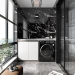 Haimin Wall Panels Peel and Stick 10 Pieces 23.6x11.8in (19.4 Sq. Ft. Coverage) Lightweight Backsplash Marble Look Tile (not Real Marble) Ideal for Kitchen Bathrooms Living Rooms Bedrooms (Black-JGH)