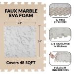 EVA Foam Floor Tiles 12-Pack - 48SQFT Puzzle Mat - Interlocking Foam Tiles for Baby Play Mat or Gym Flooring for Exercise by Stalwart (Faux Marble)