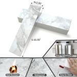 AULIGET 40-Piece Polished White Marble Peel and Stick Backsplash Wall Tiles, 3" x 12" PVC Faux Stone Stick on Tiles for Backsplash Kitchen, Bathroom, Laundry Room, Camper, Fireplace