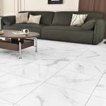Wallercity White Marble Floor Tile Peel and Stick Bathroom Flooring Self Adhesive 18PCS Vinyl Floor Tiles Waterproof Flooring Sticky Tiles for Kitchen Bedroom Dinning Room Laminate Sheets 12''x12''