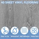 AKOLAFE 40 Sheet Vinyl Flooring 12 x 12 Peel and Stick Floor Tile Waterproof Clearance Vinyl Floor Tiles Wood Grey Self Adhesive Floor Tiles Sticky Laminate Flooring for Bathroom Kitchen Basement RV