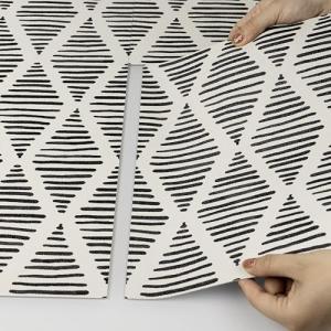 Elffloor Peel and Stick Floor Tile 10pcs - 11.8x11.8 Inch Waterproof Vinyl Flooring for Bathroom, Kitchen, Laundry, RV, Easy to Install Geometric Line Pattern, Removable Decorative Tiles