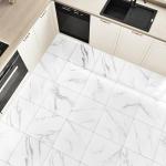 Wallercity White Marble Floor Tile Peel and Stick Bathroom Flooring Self Adhesive 18PCS Vinyl Floor Tiles Waterproof Flooring Sticky Tiles for Kitchen Bedroom Dinning Room Laminate Sheets 12''x12''