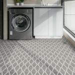 Elffloor Peel and Stick Floor Tile 10pcs - 11.8x11.8 Inch Waterproof Vinyl Flooring for Bathroom, Kitchen, Laundry, RV, Easy to Install Geometric Line Pattern, Removable Decorative Tiles