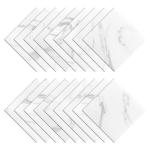 Wallercity White Marble Floor Tile Peel and Stick Bathroom Flooring Self Adhesive 18PCS Vinyl Floor Tiles Waterproof Flooring Sticky Tiles for Kitchen Bedroom Dinning Room Laminate Sheets 12''x12''