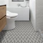 Elffloor Peel and Stick Floor Tile 10pcs - 11.8x11.8 Inch Waterproof Vinyl Flooring for Bathroom, Kitchen, Laundry, RV, Easy to Install Geometric Line Pattern, Removable Decorative Tiles