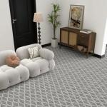 Elffloor Peel and Stick Floor Tile 10pcs - 11.8x11.8 Inch Waterproof Vinyl Flooring for Bathroom, Kitchen, Laundry, RV, Easy to Install Geometric Line Pattern, Removable Decorative Tiles