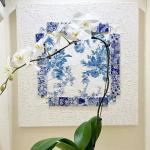 Yatinkim 1x1 Inch 121 Pcs Ceramic Mosaic Tiles for Craft Glazed Blue and White Square Porcelain Tiles Polished China Plate Mosaic Tile Art Crafts DIY Ceramic Pieces Home Decor