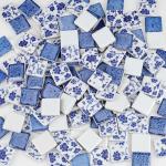 Yatinkim 1x1 Inch 121 Pcs Ceramic Mosaic Tiles for Craft Glazed Blue and White Square Porcelain Tiles Polished China Plate Mosaic Tile Art Crafts DIY Ceramic Pieces Home Decor