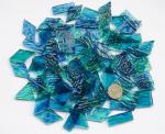 CHICSHIS 200g Transparent Mosaic Glass Tiles, Large Stained Glass Pieces for DIY Mosaic Craft Supplies, 4 Shapes Mosaic Glass Tiles for DIY Mosiac Present, Pond Water Blue