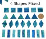 CHICSHIS 200g Transparent Mosaic Glass Tiles, Large Stained Glass Pieces for DIY Mosaic Craft Supplies, 4 Shapes Mosaic Glass Tiles for DIY Mosiac Present, Pond Water Blue