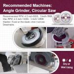 QUEFORET Diamond Cutting Grinding Disc 5 Inch (125mm) - Saw Blade for Cutting and Polishing Porcelain Ceramic Tile Marble Artificial Stone, with a 7/8 to 5/8 Inch Washer for Angle Grinder