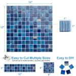 LSDECO 5 Sheets Glass Mosaic Tiles Backsplash, Pool Tiles, 12" x 12" Kitchen Backsplash Tile, Glass Tiles for Bathroom Border Shower Wall (5 Sq.Ft Blue Blend)