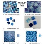 LSDECO 5 Sheets Glass Mosaic Tiles Backsplash, Pool Tiles, 12" x 12" Kitchen Backsplash Tile, Glass Tiles for Bathroom Border Shower Wall (5 Sq.Ft Blue Blend)