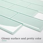 Lovdeco Light Green Glass Subway Tile, Glass for Bathroom Kitchen Shower Backsplash Wall, 3 x 6 Inches, 4 Sq.Ft.