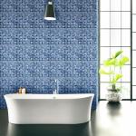 LSDECO 5 Sheets Glass Mosaic Tiles Backsplash, Pool Tiles, 12" x 12" Kitchen Backsplash Tile, Glass Tiles for Bathroom Border Shower Wall (5 Sq.Ft Blue Blend)
