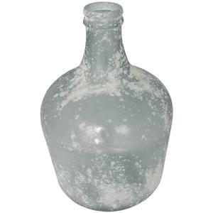 Deco 79 Recycled Glass Handmade Decorative Vase Wide Frosted Spanish Bottle Centerpiece Vase, Flower Vase for Home Decoration 11" x 11" x 17", Clear
