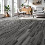 INMOZATA Peel and Stick Floor Tile Vinyl Flooring, Waterproof Vinyl Plank Flooring 36-Pack 54 Sq.Ft Wood Grain Self Adhesive Peel and Stick Flooring for Bedroom, Living Room, Kitchen, RV(Deep Gray)