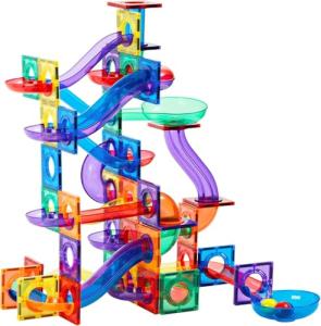 Learn & Grow Magnetic Marble Run Expansion Pack - 85PCs Ultimate Marble Race Track, Magnet Tiles Accessories, Magnetic Ball Track, STEM Building Toys - Construction Toys for Toddlers & Kids Age 3+