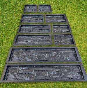 BETONEX 10 pcs ABS 2mm Flagstone Limestone Plastic Cement Molds Cement Wall Mould Concrete Tile Cement Mold Brick DIY Forms - De Pared Moldes para Cemento Rock Molds for Concrete Prensa para Pared