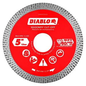 Diablo Diamond Continuous Rim Masonry Cuf - Off Disc for Granite, Marble, Porcelain and Tile - 5" Diameter, 7/8", 20mm, 5/8" Arbor, 1.4mm Kerf - DMADC0500