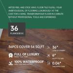 VallisCo Peel and Stick Vinyl Flooring 36 Pack 54 Sq.Ft, Waterproof Vinyl Flooring Peel and Stick for Office, Living Room, Bathroom, Kitchen - Unique Design, Easy to Install Floor, Brown