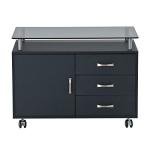 TECHNI MOBILI Rolling Storage Cabinet With Frosted Glass Top. Color: Graphite