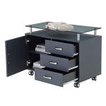 TECHNI MOBILI Rolling Storage Cabinet With Frosted Glass Top. Color: Graphite
