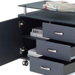 TECHNI MOBILI Rolling Storage Cabinet With Frosted Glass Top. Color: Graphite