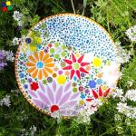 200g Ceramic Mosaic Tiles Pieces, Heart Star Oval Round Flower Shape Mosaics for Crafts Bulk,Student Adults Mosaic Kits Making (Flower Mix)