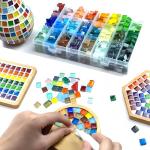 ZWCT 200g/240pcs Colored Glass Mosaic Tiles, DIY Making Creative Glass Mosaic Tiles for DIY Crafts Plate Flower Pot Vase Cup Mosaic Making Supplies - Orange