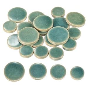 MECCANIXITY 100g Ceramic Mosaic Tiles for Crafts Bulk, Round Ice Crack Green Ceramic Tiles for Mosaic Kits Garden Stepping Stone Cup Mat