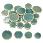 MECCANIXITY 100g Ceramic Mosaic Tiles for Crafts Bulk, Round Ice Crack Green Ceramic Tiles for Mosaic Kits Garden Stepping Stone Cup Mat