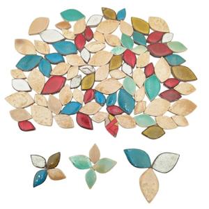 1.1LB 3 Size Ceramic Leaf-Shaped Mosaic Tiles,Mosaic Ceramics Pieces for DIY Crafts & Home Decoration (Mix Color)