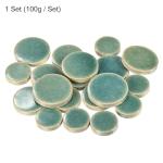 MECCANIXITY 100g Ceramic Mosaic Tiles for Crafts Bulk, Round Ice Crack Green Ceramic Tiles for Mosaic Kits Garden Stepping Stone Cup Mat