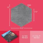 BaseCore HEX Hexagon Vinyl Flooring Gray 5.75" DIY Self Adhesive Textured Modern Floor Tile Peel & Stick Tile (36pcs/21.5sqft per case)