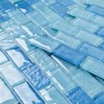 Adedeo Glass Mosaic Tile Light Blue Wave 12 x 12 Inch Glossy Glass Tile for Swimming Pool Backsplash Shower Waterline Fountain Spa Wall (5-Pack, 5 sq.ft.)