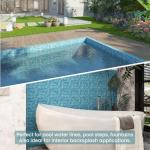 Adedeo Glass Mosaic Tile Light Blue Wave 12 x 12 Inch Glossy Glass Tile for Swimming Pool Backsplash Shower Waterline Fountain Spa Wall (5-Pack, 5 sq.ft.)