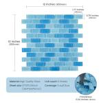 Adedeo Glass Mosaic Tile Light Blue Wave 12 x 12 Inch Glossy Glass Tile for Swimming Pool Backsplash Shower Waterline Fountain Spa Wall (5-Pack, 5 sq.ft.)
