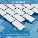 Adedeo Glass Mosaic Tile Light Blue Wave 12 x 12 Inch Glossy Glass Tile for Swimming Pool Backsplash Shower Waterline Fountain Spa Wall (5-Pack, 5 sq.ft.)