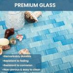 Adedeo Glass Mosaic Tile Light Blue Wave 12 x 12 Inch Glossy Glass Tile for Swimming Pool Backsplash Shower Waterline Fountain Spa Wall (5-Pack, 5 sq.ft.)